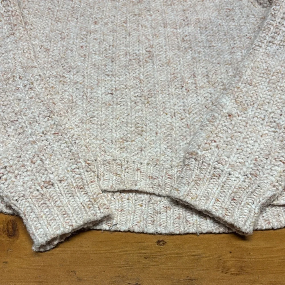 J. Crew Textured Knit Sweater‎ - Cream/Pink With Button Neck